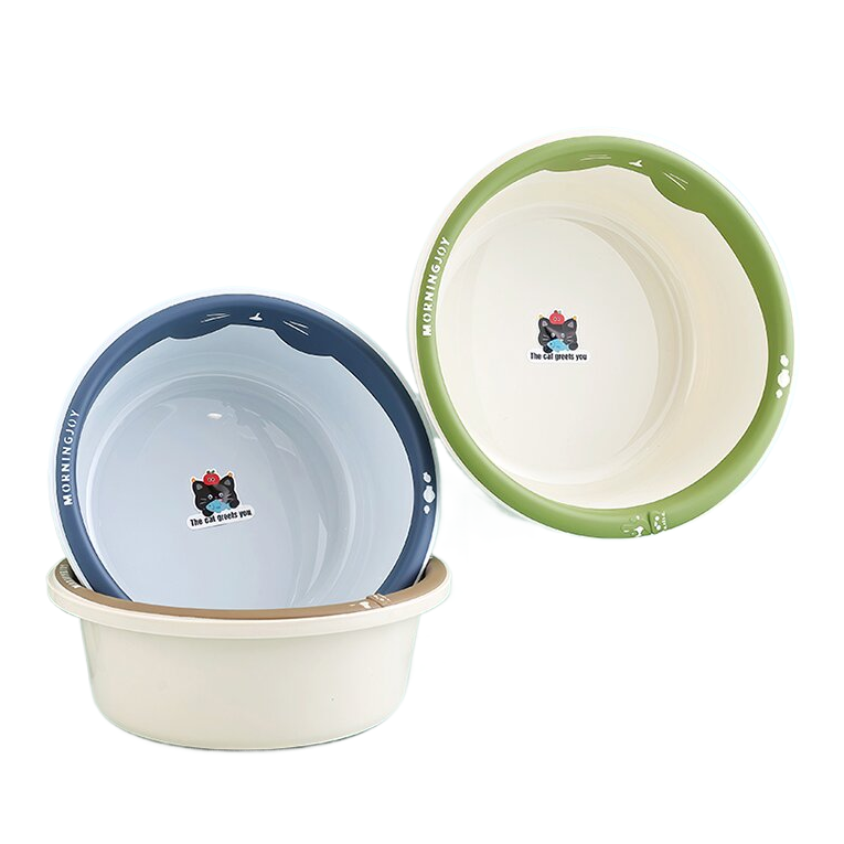 Household thickened plastic washbasins, multi-specification cartoon washbasin, high appearance level, color-blocking plastic basin, bathroom washbasin for washing faces and clothes, wholesale Item Picture