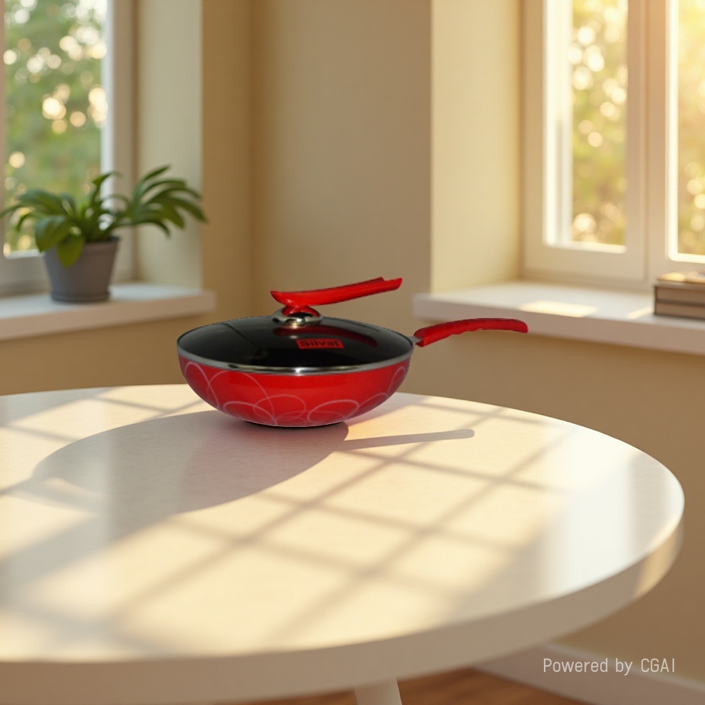 Kitchen Code: Korean imported kitchenware, glossy red natural ceramic non-stick wok, 30cm Specification image
