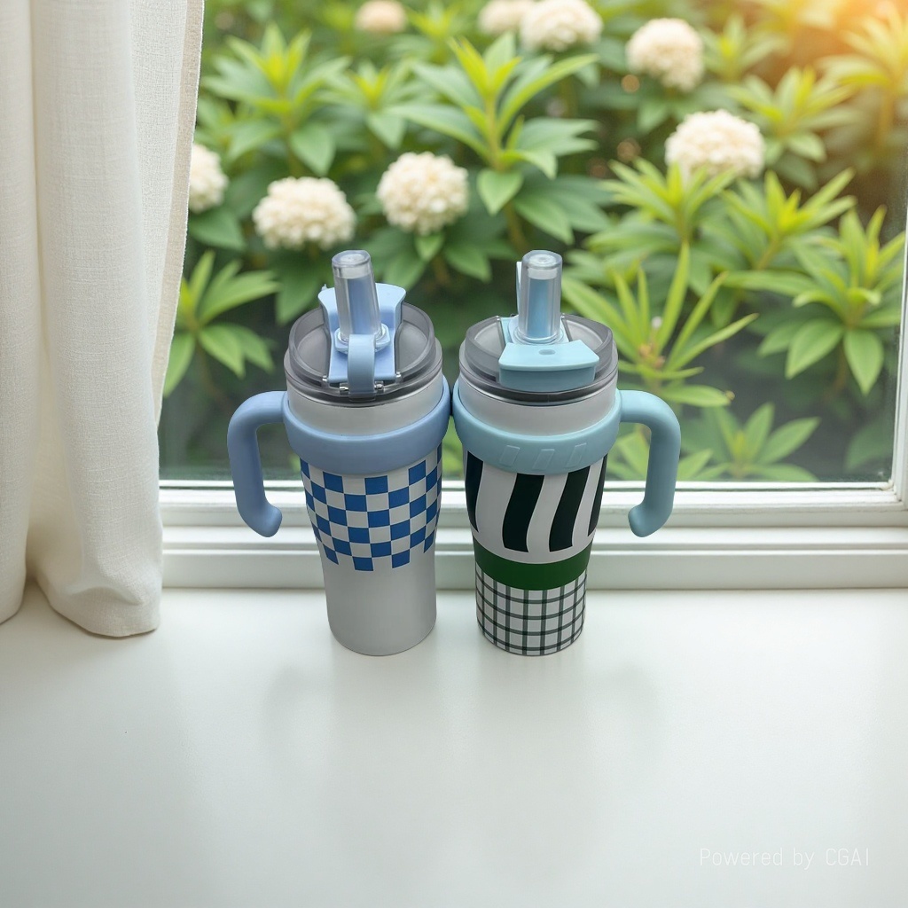 Stanley Ice King Straw Water Cup Children's Bamboo Joint style High appearance level Girls' portable two-zone water cup Durable high appearance level Girls' water cup details Picture
