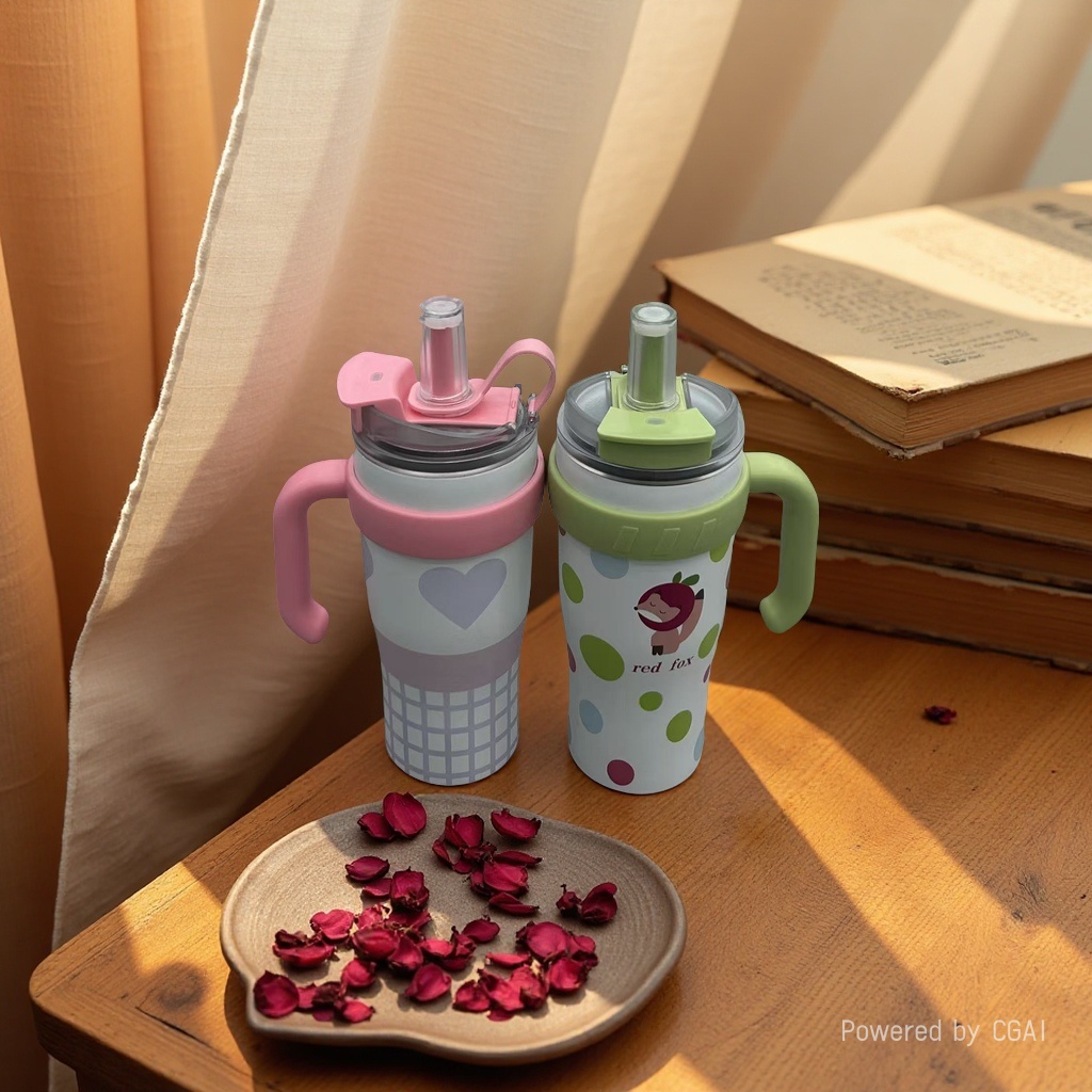 Stanley Ice King Straw Water Cup Children's Bamboo Joint style High appearance level Girls' portable two-zone water cup Durable high appearance level Girls' water cup Specification image