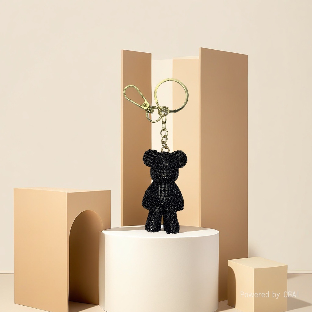 Star Man Black diamond-encruted teddy bear plush pendant, Zootopia kitty figurine pendant, cute accessory Specification image