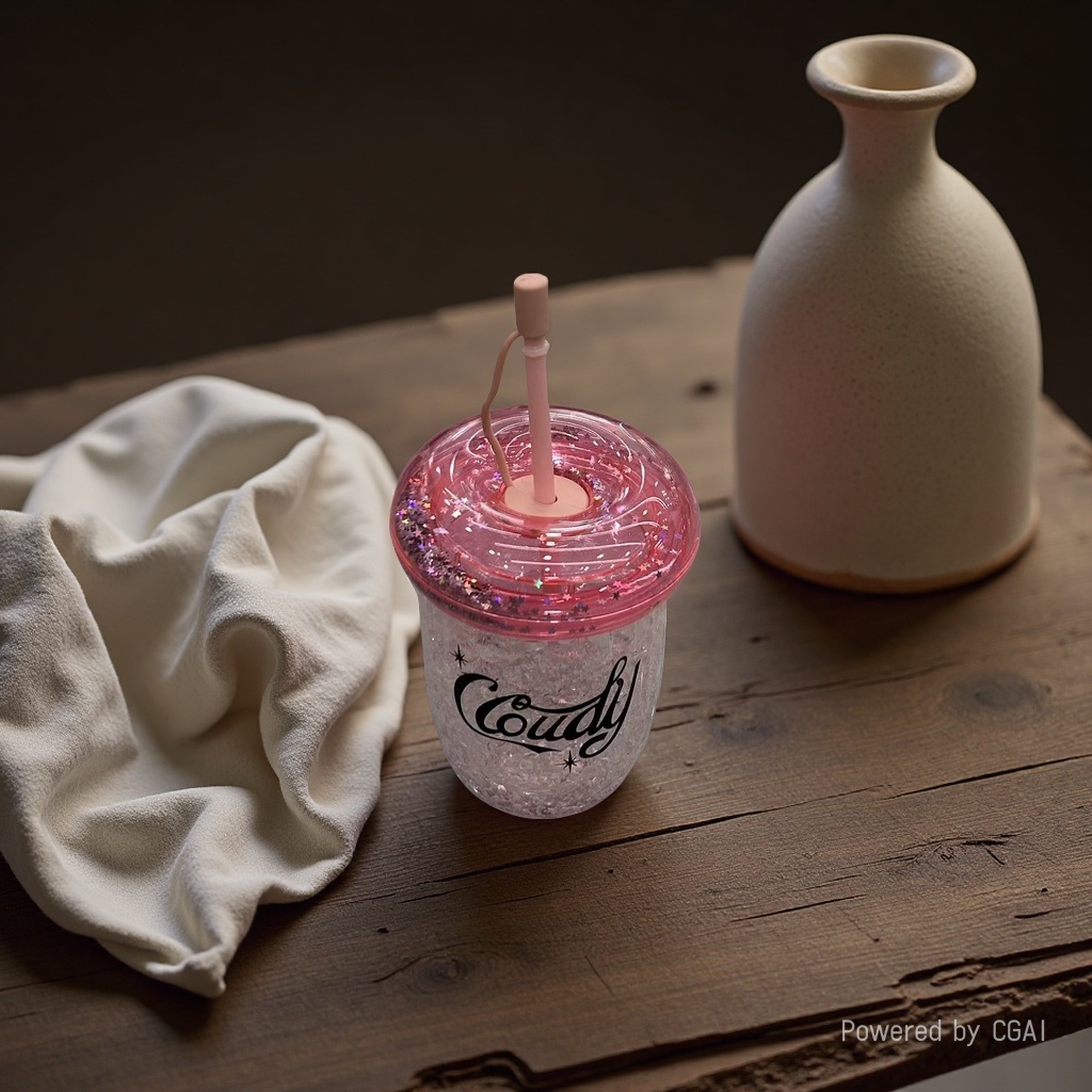 Pink glitter straw cup, bamboo joint design, high appearance level girls' water cup, new creative summer ice cup, high appearance level girls' water cup Application Scenario