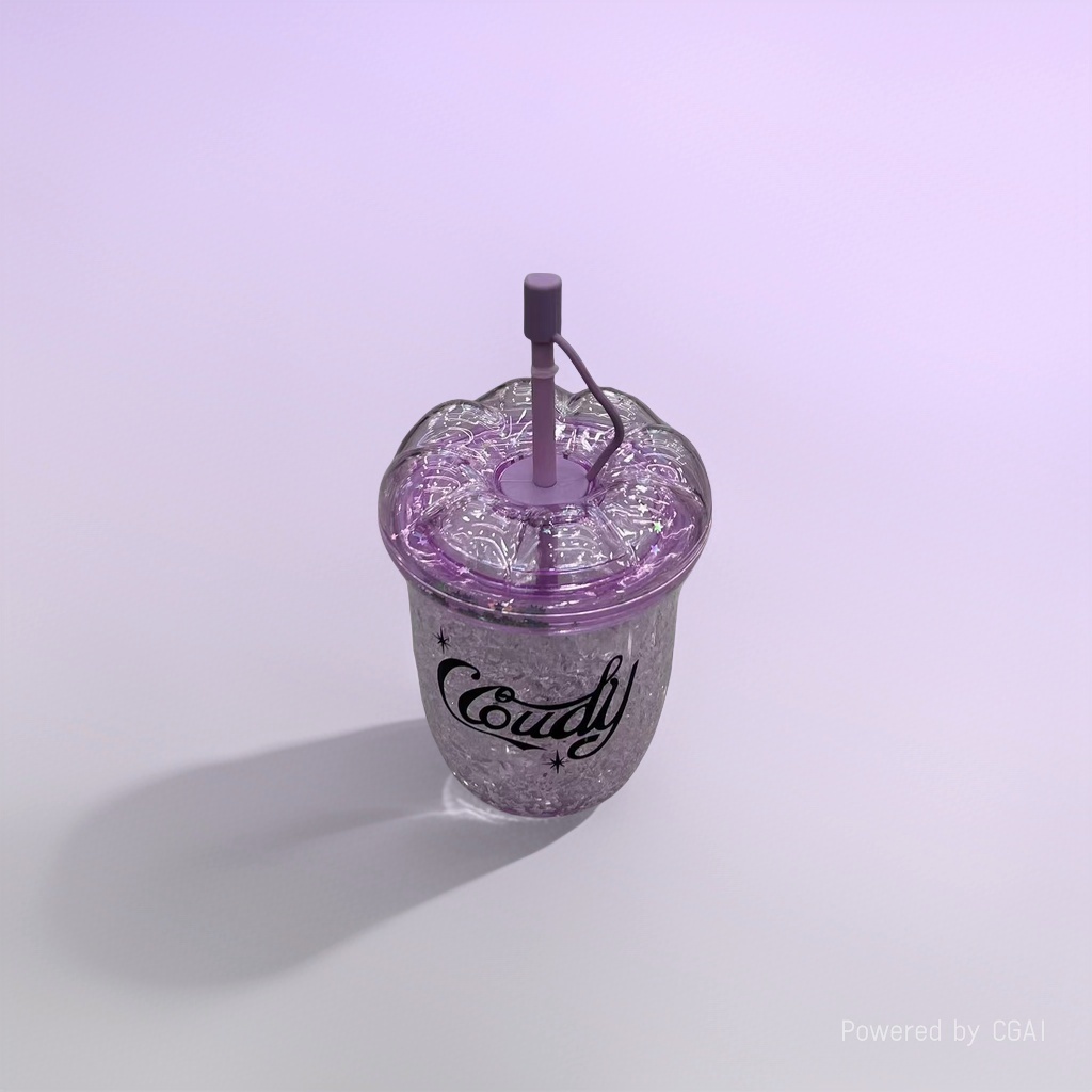 Double-layer petal lid transparent straw cup, popular coffee cup, high appearance level beverage cup, milk tea cup Specification image