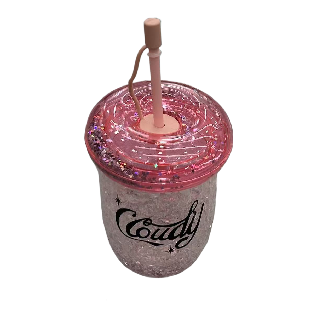 Pink glitter straw cup, bamboo joint design, high appearance level girls' water cup, new creative summer ice cup, high appearance level girls' water cup Item Picture