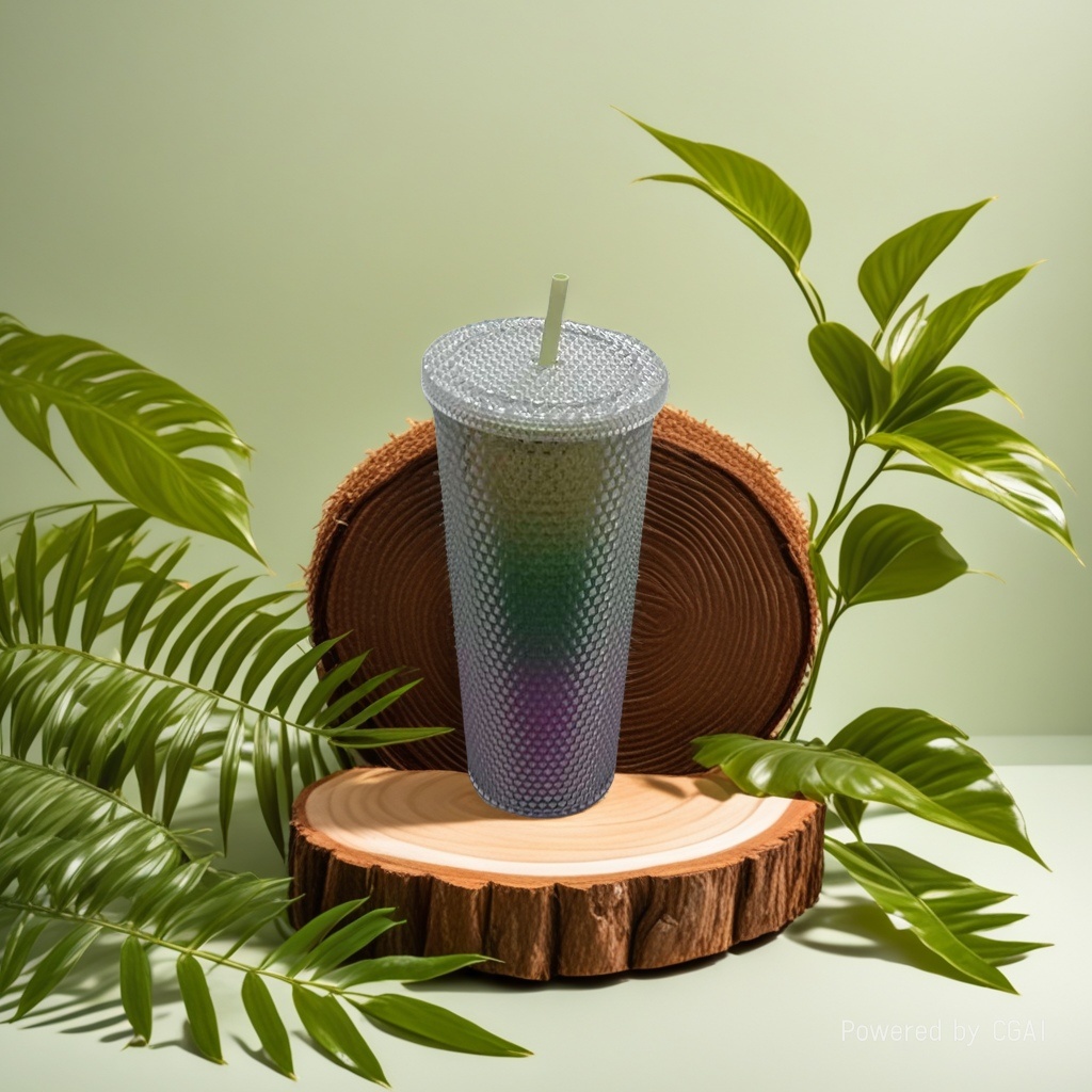 New cross-border special straw cup, double-layer large-capacity fish-scale plastic water cup, creative and colorful girlish heart water bottle details Picture