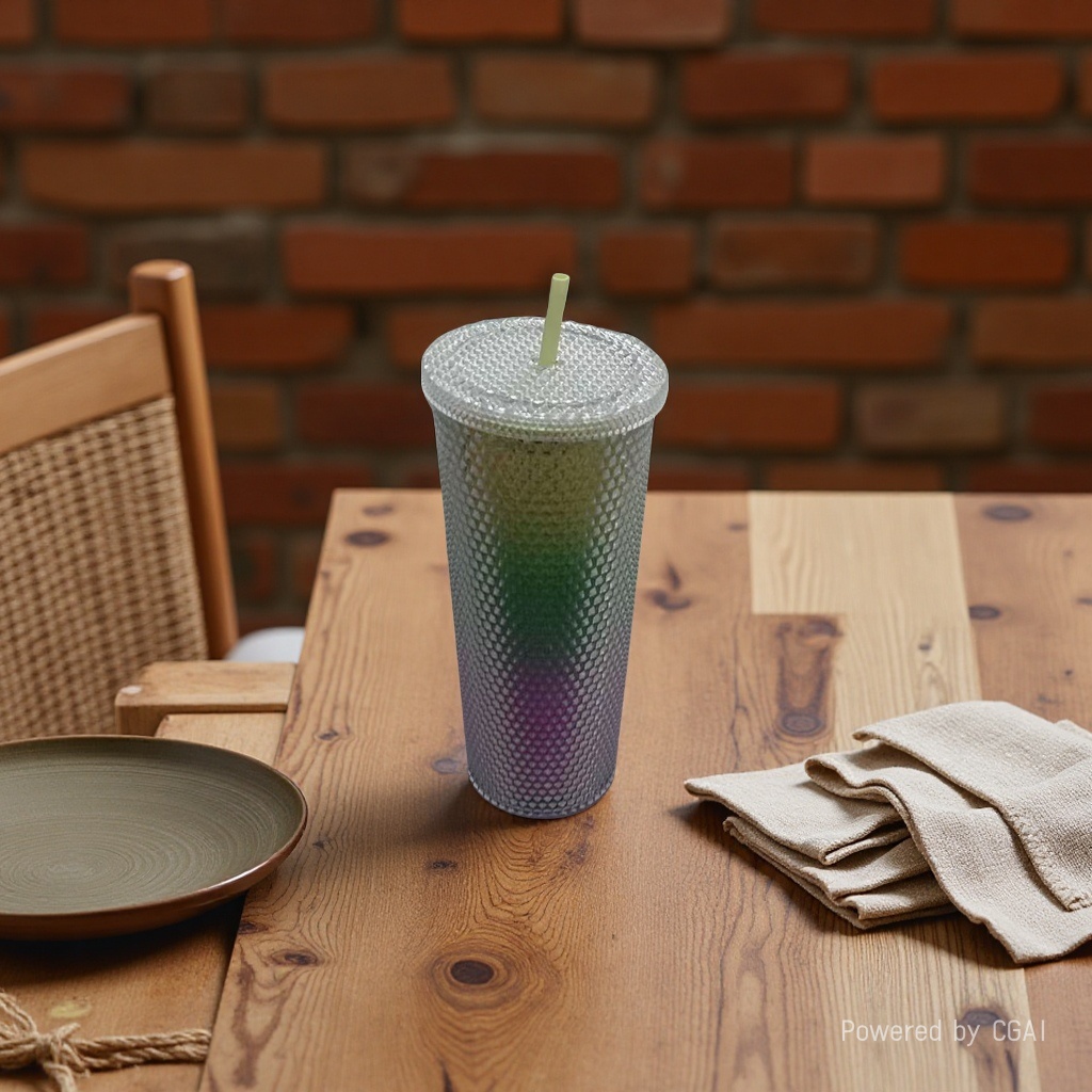 New cross-border special straw cup, double-layer large-capacity fish-scale plastic water cup, creative and colorful girlish heart water bottle Application Scenario