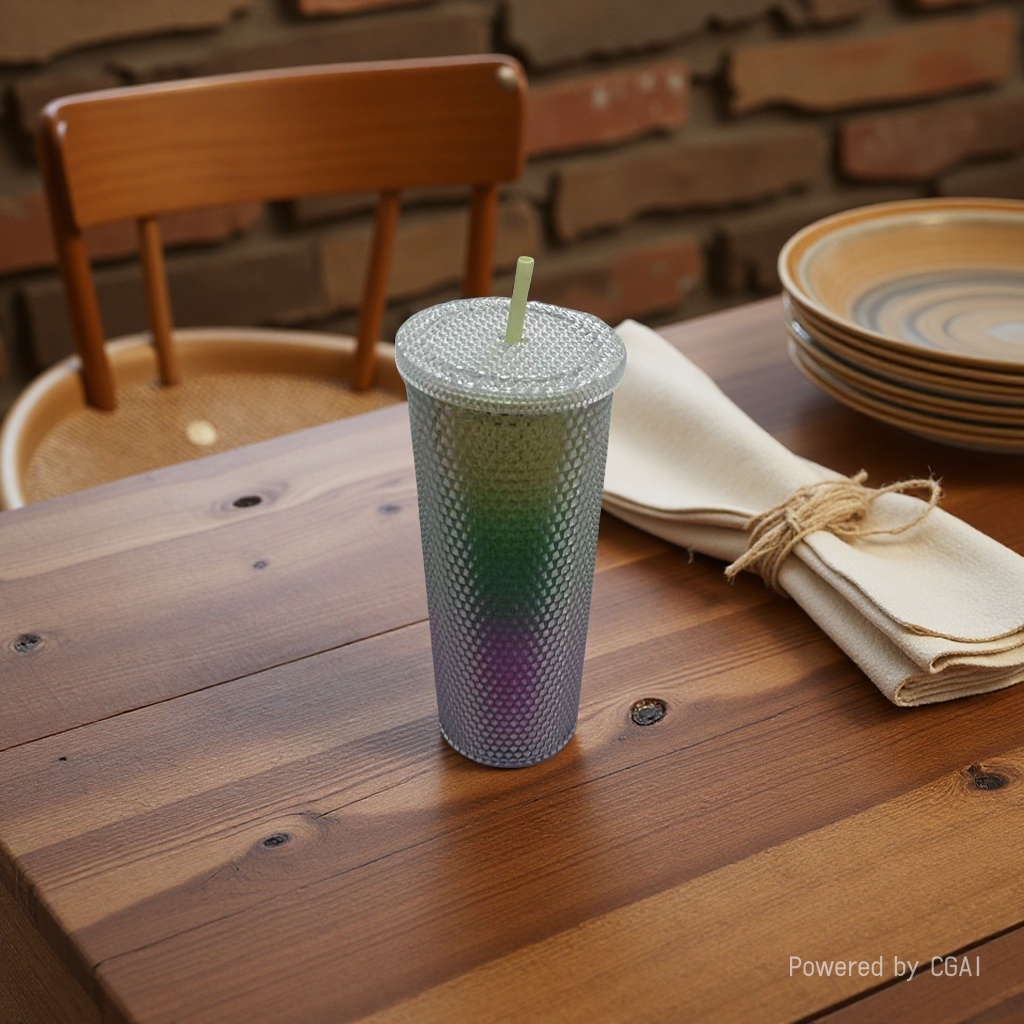 New cross-border special straw cup, double-layer large-capacity fish-scale plastic water cup, creative and colorful girlish heart water bottle