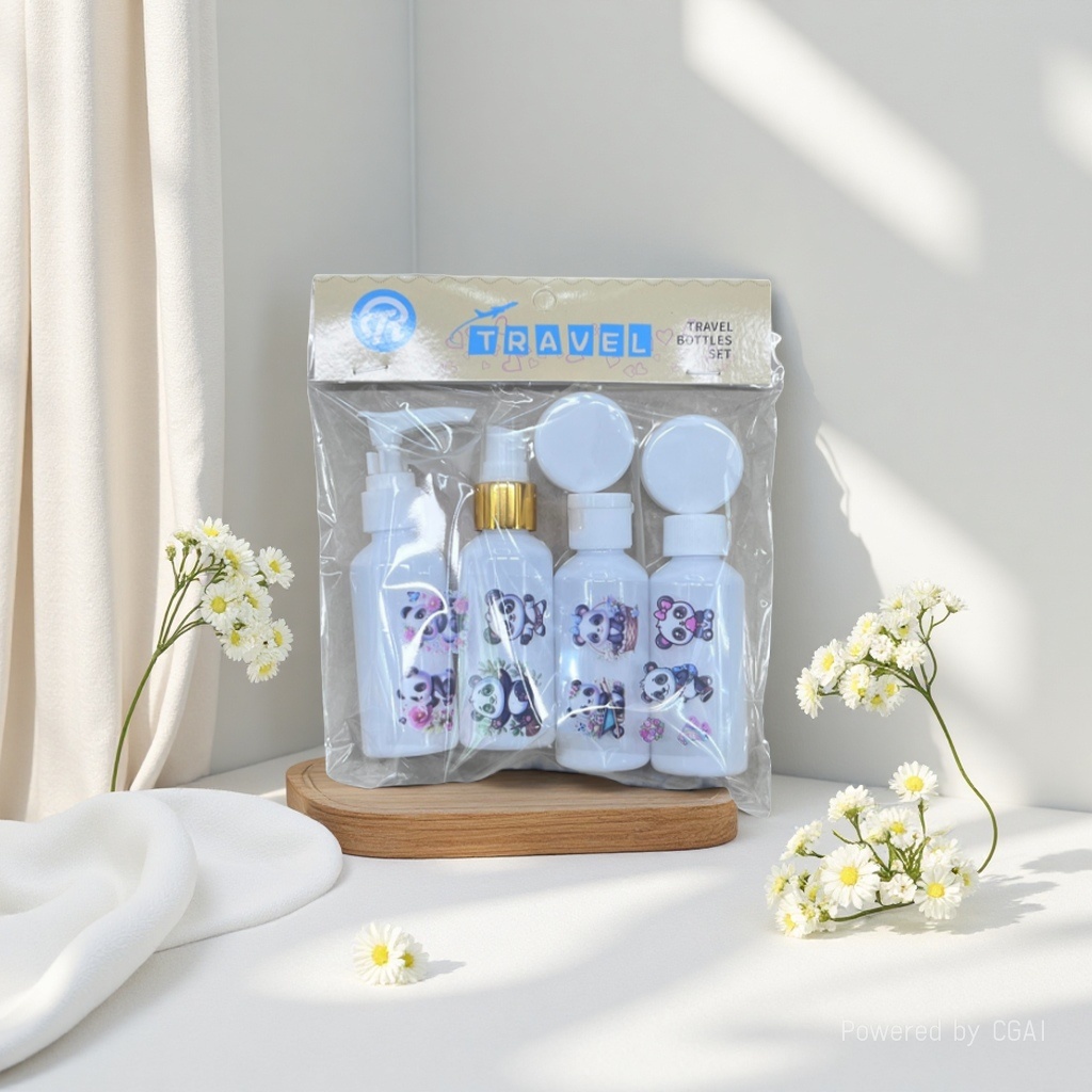 Cartoon portable portioning bottle set, travel and business trip skin care product sample bottle, press spray bottle combination, travel portioning bottle set, press portable cosmetics empty bottle, shampoo and body wash portioning bottle wholesale Specification image