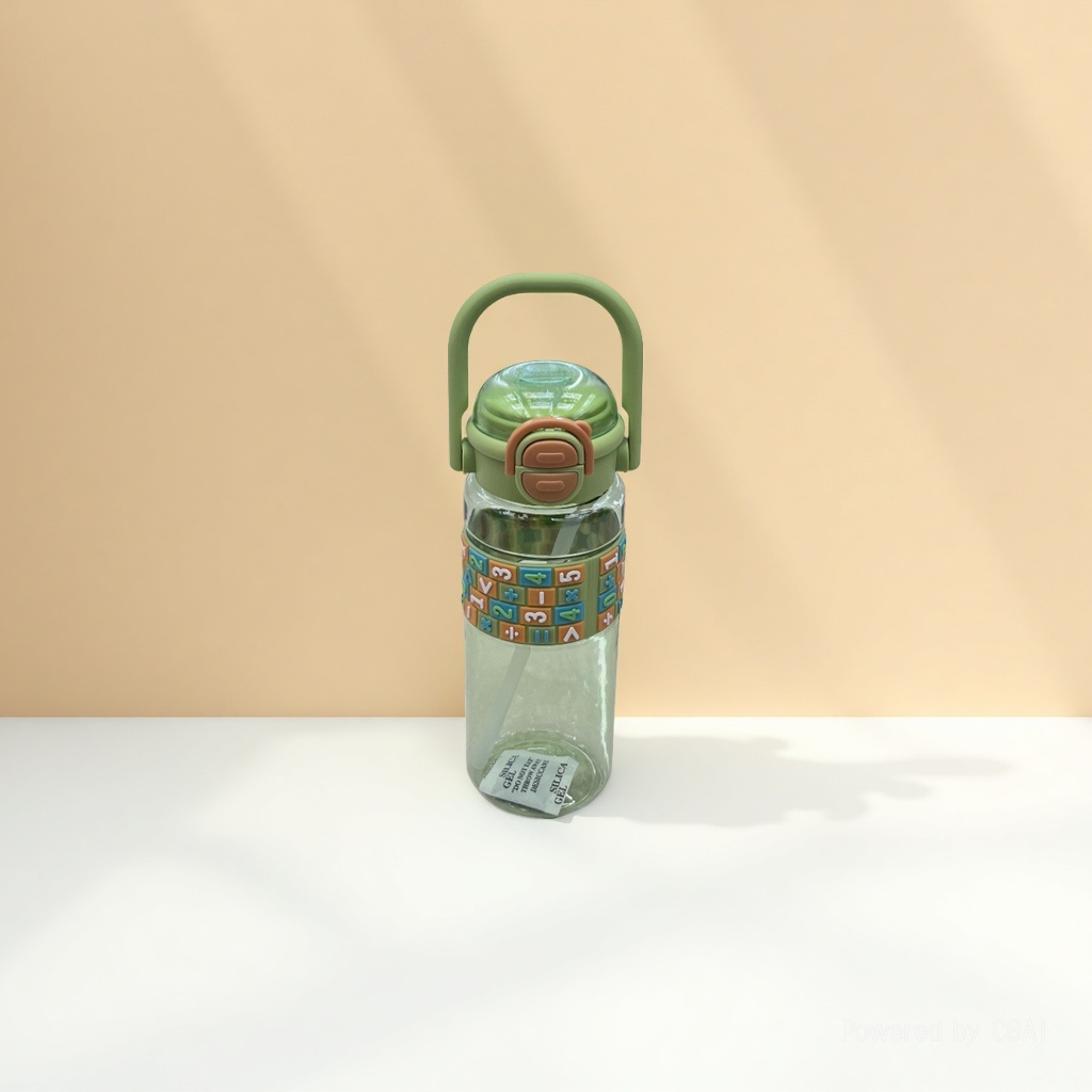 Letter pattern children's plastic water cup, portable handle straw cup, baby drinking water bottle, cartoon letter children's water cup with straw, summer outdoor portable leak-proof baby drinking water cup wholesale Application Scenario