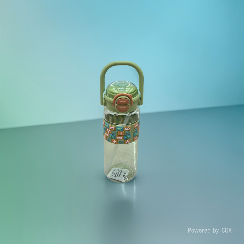 Letter pattern children's plastic water cup, portable handle straw cup, baby drinking water bottle, cartoon letter children's water cup with straw, summer outdoor portable leak-proof baby drinking water cup wholesale