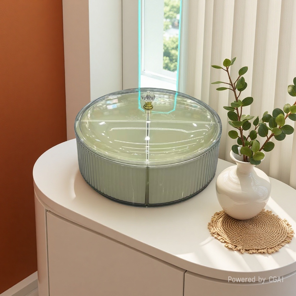 Large-capacity compartmented nut box, home living room light luxury style candy tray, sealed moisture-proof dried fruit tray, new compartmented dried fruit box, transparent dust-proof candy box, living room high appearance level nut storage tray wholesale Application Scenario