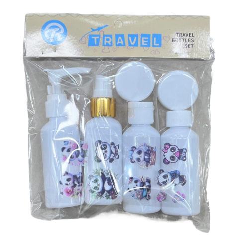 Cartoon portable portioning bottle set, travel and business trip skin care product sample bottle, press spray bottle combination, travel portioning bottle set, press portable cosmetics empty bottle, shampoo and body wash portioning bottle wholesale Item Picture