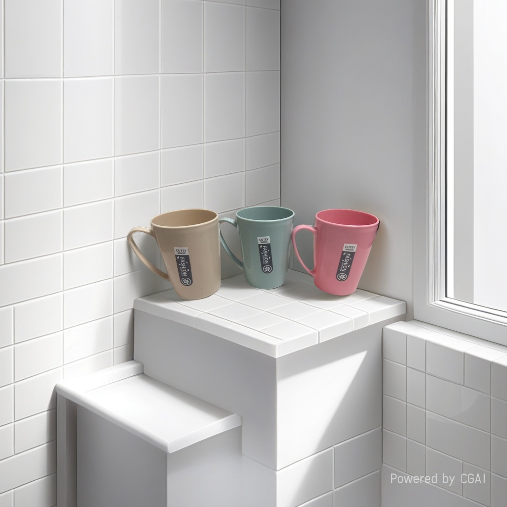 Wholesale of simple solid-color plastic drinking cups, household bathroom washbasin cups, and student dormitory mouthwash cups with handles
