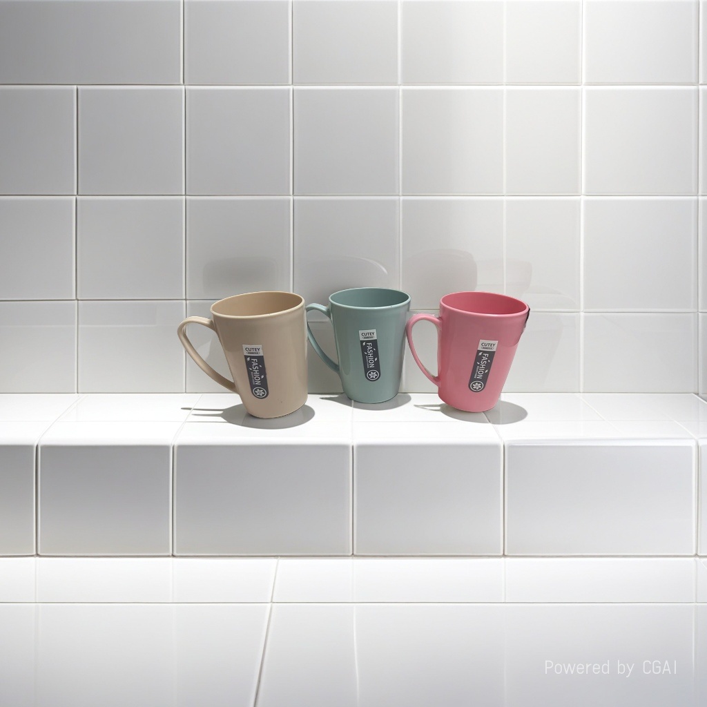 Wholesale of simple solid-color plastic drinking cups, household bathroom washbasin cups, and student dormitory mouthwash cups with handles details Picture