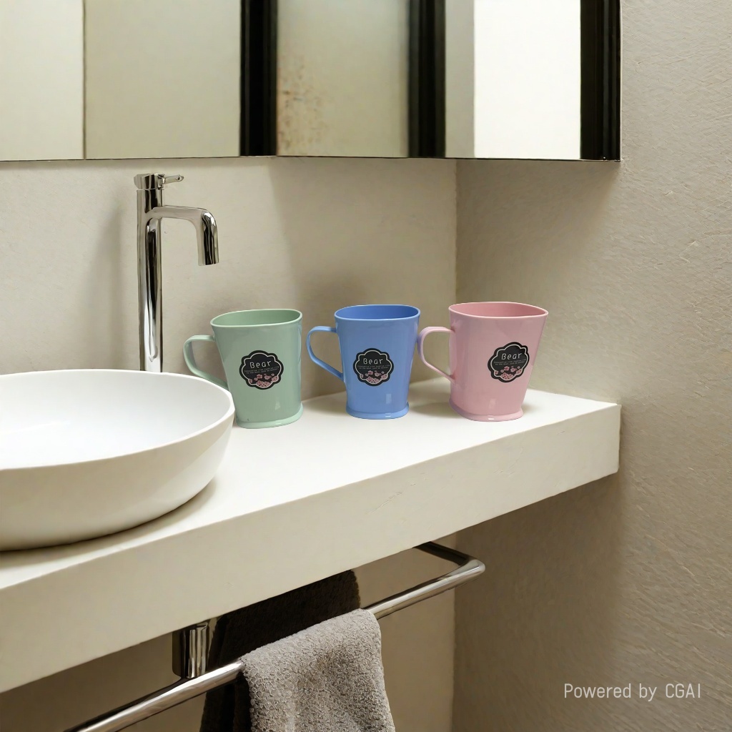 Wholesale of simple solid-color plastic drinking cups, household bathroom wash cups, and square mouthwash cups with handles for student dormitories Application Scenario