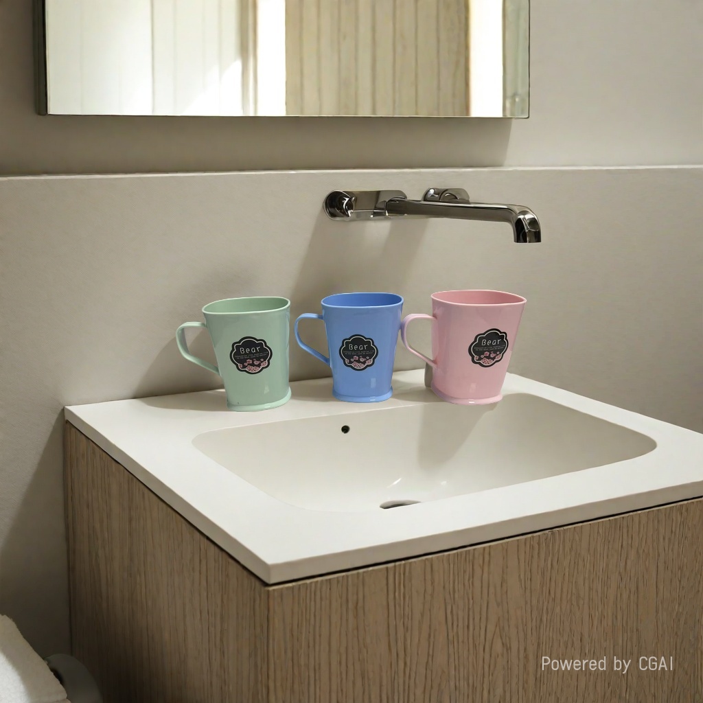 Wholesale of simple solid-color plastic drinking cups, household bathroom wash cups, and square mouthwash cups with handles for student dormitories