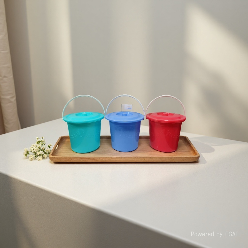 Colorful thickened plastic small buckets with LIDS and handles for household storage, children's beach play water buckets, multi-color plastic sealed small buckets with handles and LIDS for household storage, student art studio pen-washing buckets wholesale details Picture