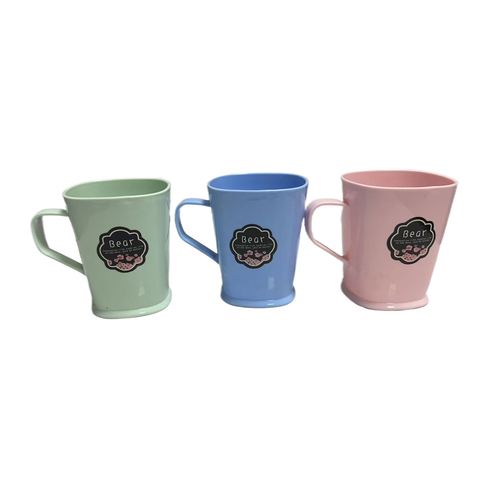 Wholesale of simple solid-color plastic drinking cups, household bathroom wash cups, and square mouthwash cups with handles for student dormitories Item Picture