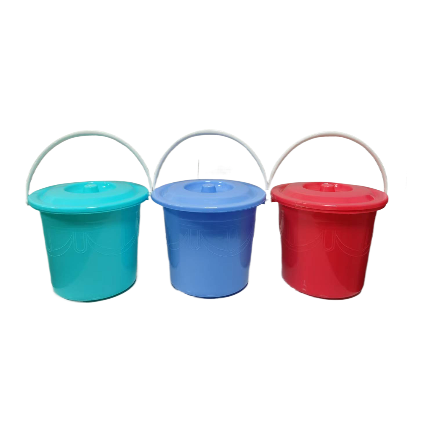 Colorful thickened plastic small buckets with LIDS and handles for household storage, children's beach play water buckets, multi-color plastic sealed small buckets with handles and LIDS for household storage, student art studio pen-washing buckets wholesale Item Picture
