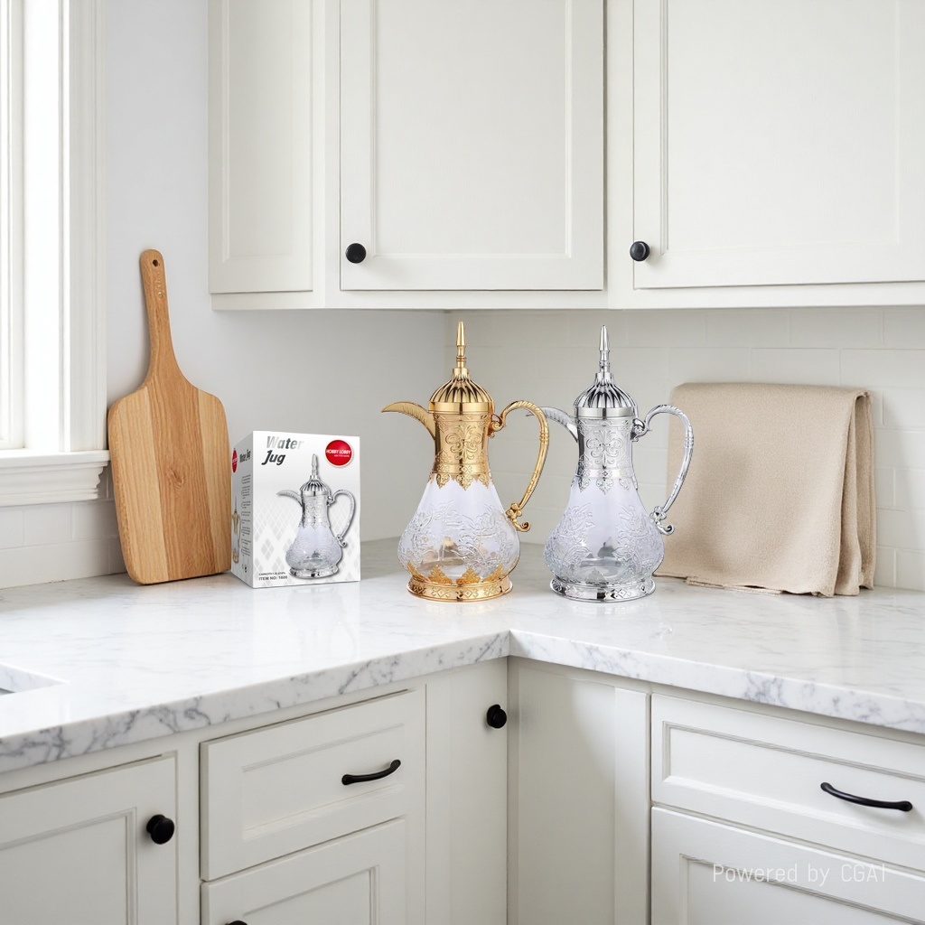 Carved glass cold water bottle 1.6L Hobby Lobby Metal Decorated household cold Water bottle wholesale Specification image
