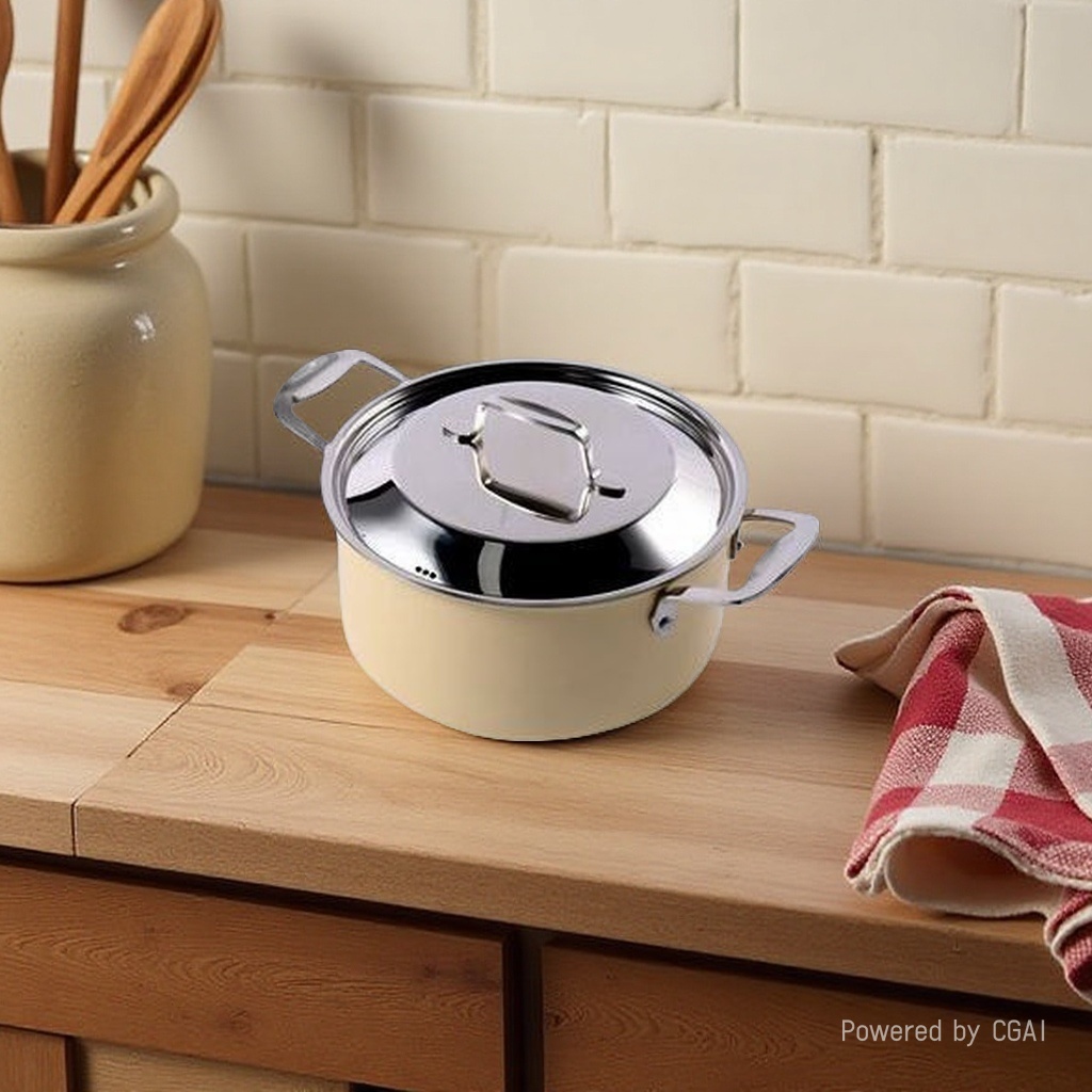 High-quality stainless steel pot, light green cookware, enamel pot, glass lid, snow flat pot, multi-functional kitchen stewing pot
