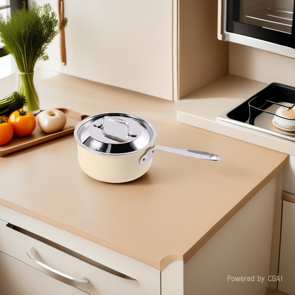 Original imported three-layer stainless steel single-handle soup pot from South Korea, 18cm in pink, green and beige (color can be noted) Application Scenario