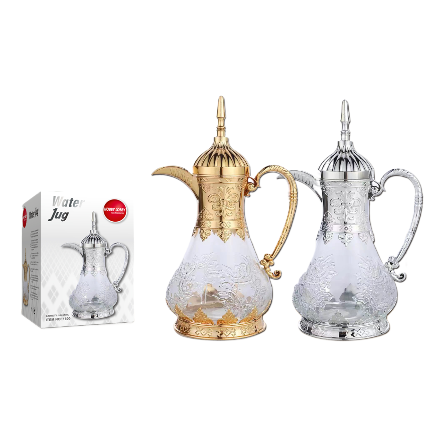 Carved glass cold water bottle 1.6L Hobby Lobby Metal Decorated household cold Water bottle wholesale Item Picture