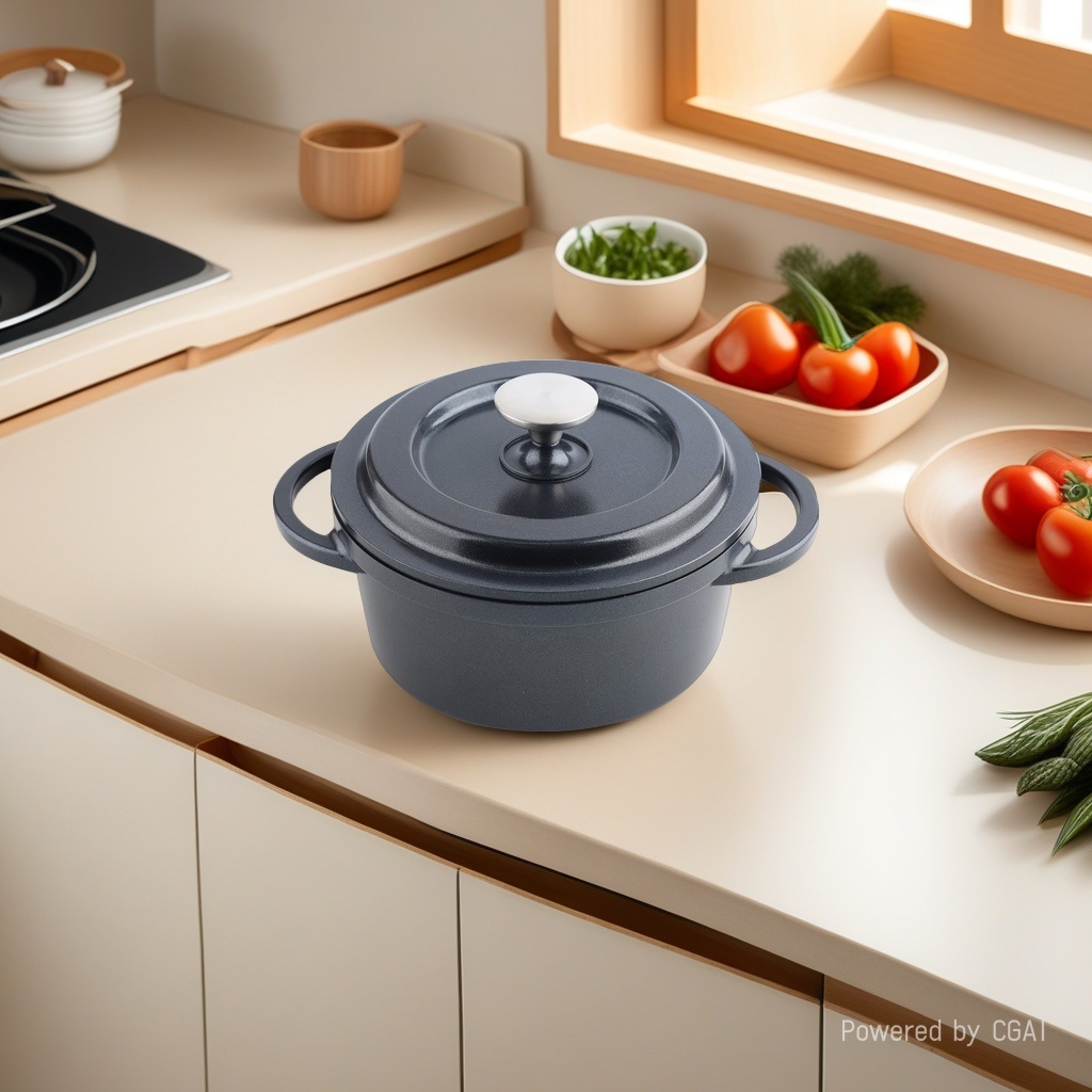 Multi-functional dark grey cast iron pot, stainless steel pot, enamel pot, glass lid baking tray kitchenware set Specification image