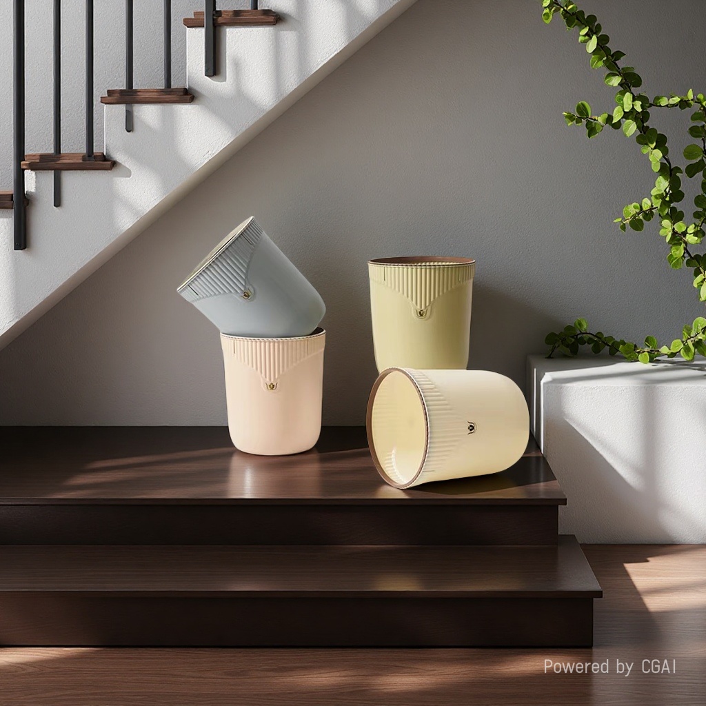 Nordic-style vertical pattern trash cans, multi-color and versatile, for household bathroom and kitchen storage bins, wholesale trash cans details Picture
