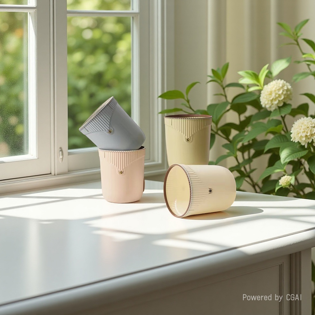Nordic-style vertical pattern trash cans, multi-color and versatile, for household bathroom and kitchen storage bins, wholesale trash cans Item Picture