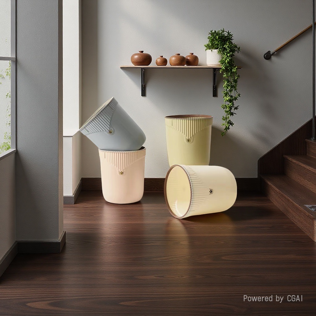 Nordic-style vertical pattern trash cans, multi-color and versatile, for household bathroom and kitchen storage bins, wholesale trash cans Specification image