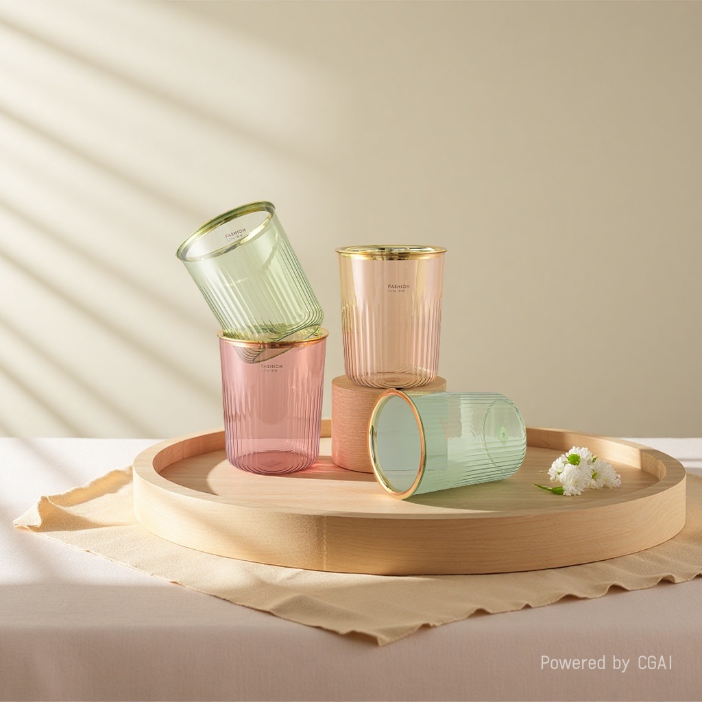 Light luxury golden-edge vertical pattern trash can, high appearance level for home living room and bedroom, large-capacity wastebasket, bathroom and kitchen, uncovered plastic trash can wholesale Application Scenario