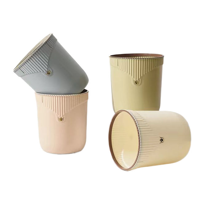 Nordic-style vertical pattern trash cans, multi-color and versatile, for household bathroom and kitchen storage bins, wholesale trash cans Application Scenario