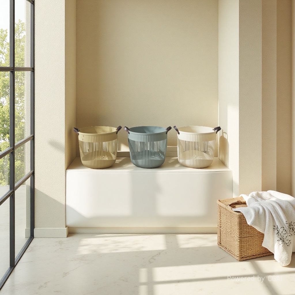 Home laundry basket bestseller recommendation: Large-capacity, light luxury style storage wonder, essential for home organization, fashionable hand-held laundry basket, a great item for whole-house organization, simple vertical pattern design, a must-have laundry basket details Picture