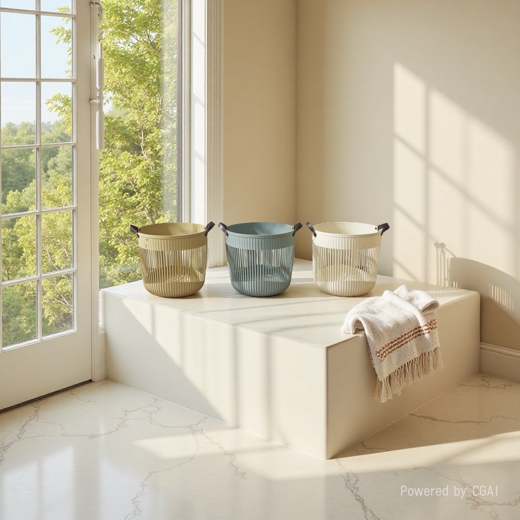 Home laundry basket bestseller recommendation: Large-capacity, light luxury style storage wonder, essential for home organization, fashionable hand-held laundry basket, a great item for whole-house organization, simple vertical pattern design, a must-have laundry basket Specification image