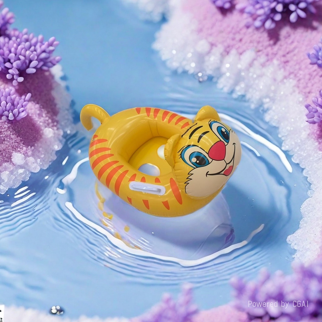 黄色老虎造型充气游泳圈儿童水上