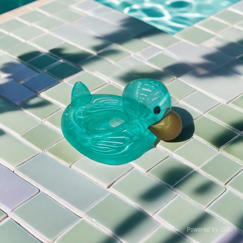 透明小鸭造型充气游泳圈儿童水上