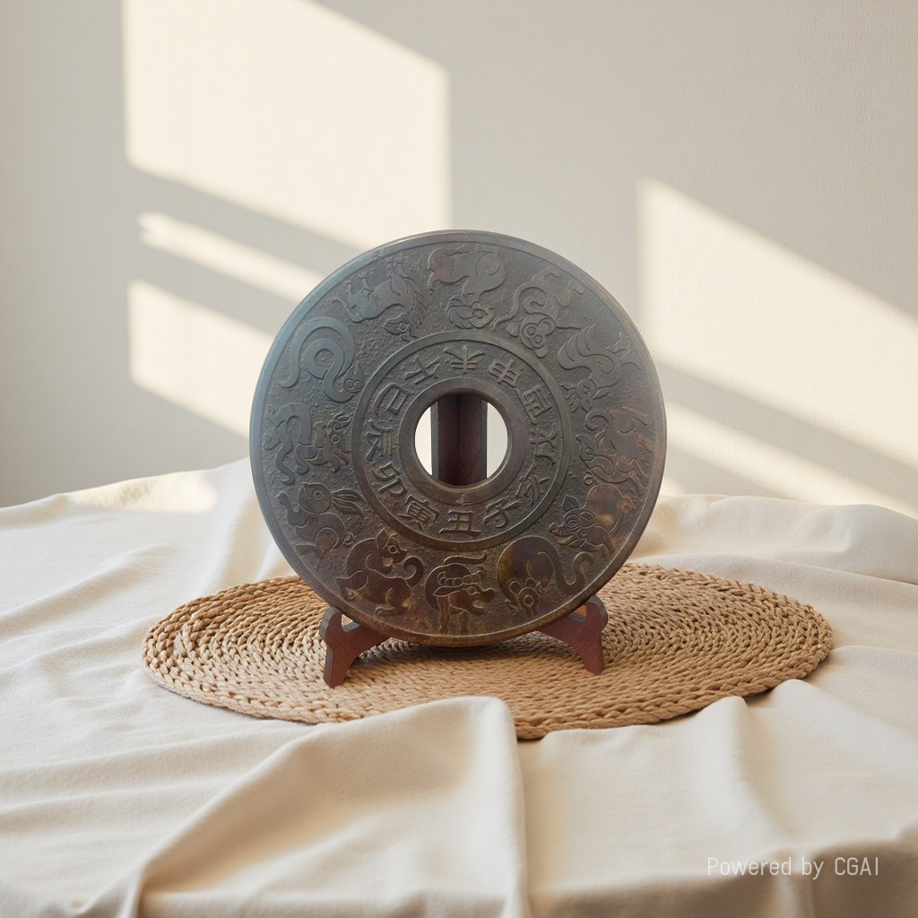 The ancient Xiuyan jade with a diameter of 30cm is one of the most diverse antiques and jade articles