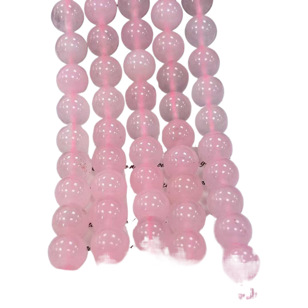 Natural rose quartz loose beads 6/8/10mm, whole piece wholesale, DIY handcrafted material beads, perforated crystal loose beads, loose beads wholesale Item Picture