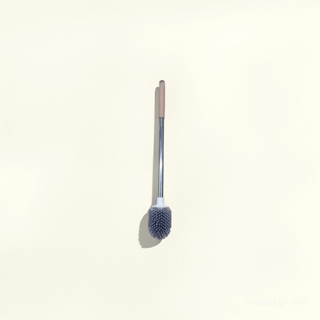 Household toilet brush, round thickened plastic soft rubber toilet brush, stainless steel handle toilet brush, curved gap sanitary brush, wholesale toilet brush