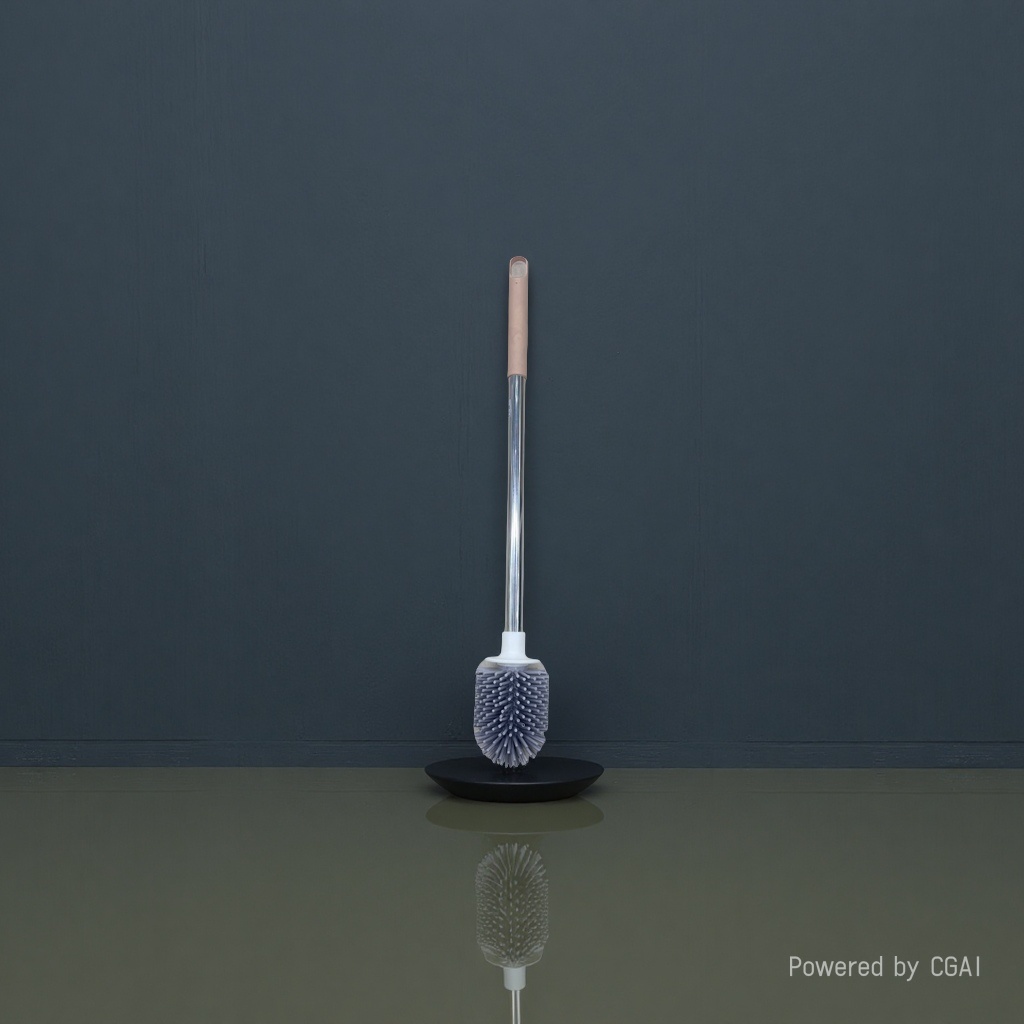 Household toilet brush, round thickened plastic soft rubber toilet brush, stainless steel handle toilet brush, curved gap sanitary brush, wholesale toilet brush Specification image