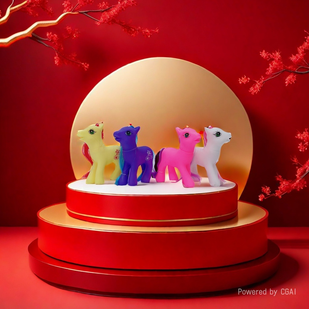 马年吉祥物彩虹马公仔哭哭马毛绒玩具车载蛋糕装饰过家家玩具盲盒挂件礼物