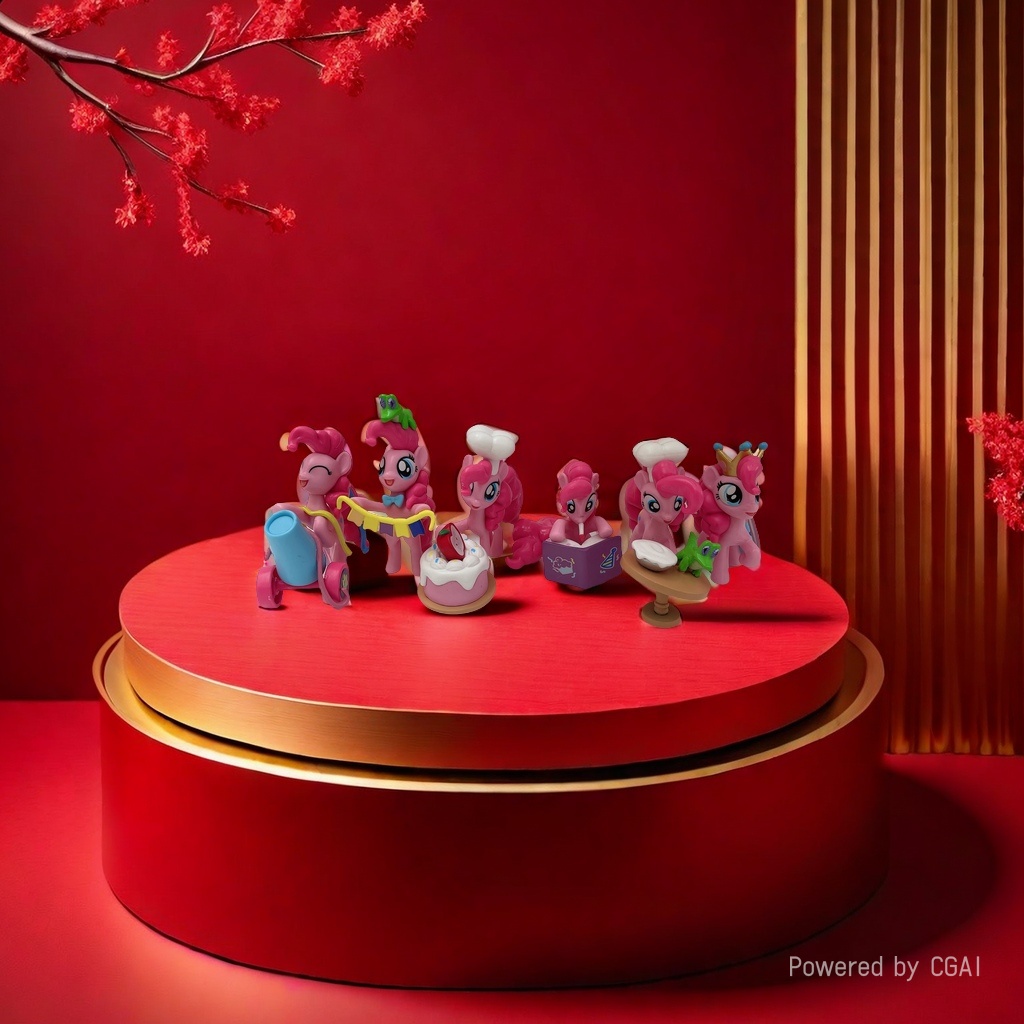 彩虹小马派对卡通马手办盲盒公仔烘焙甜品台蛋糕扭蛋娃娃机玩具摆件