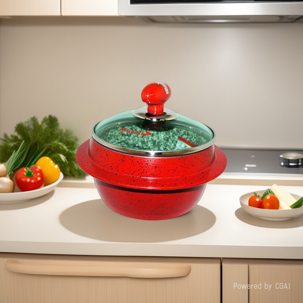The red covered pot, the earthenware king clay pot, is a commercial clay pot stew pot specially designed for making soup Specification image