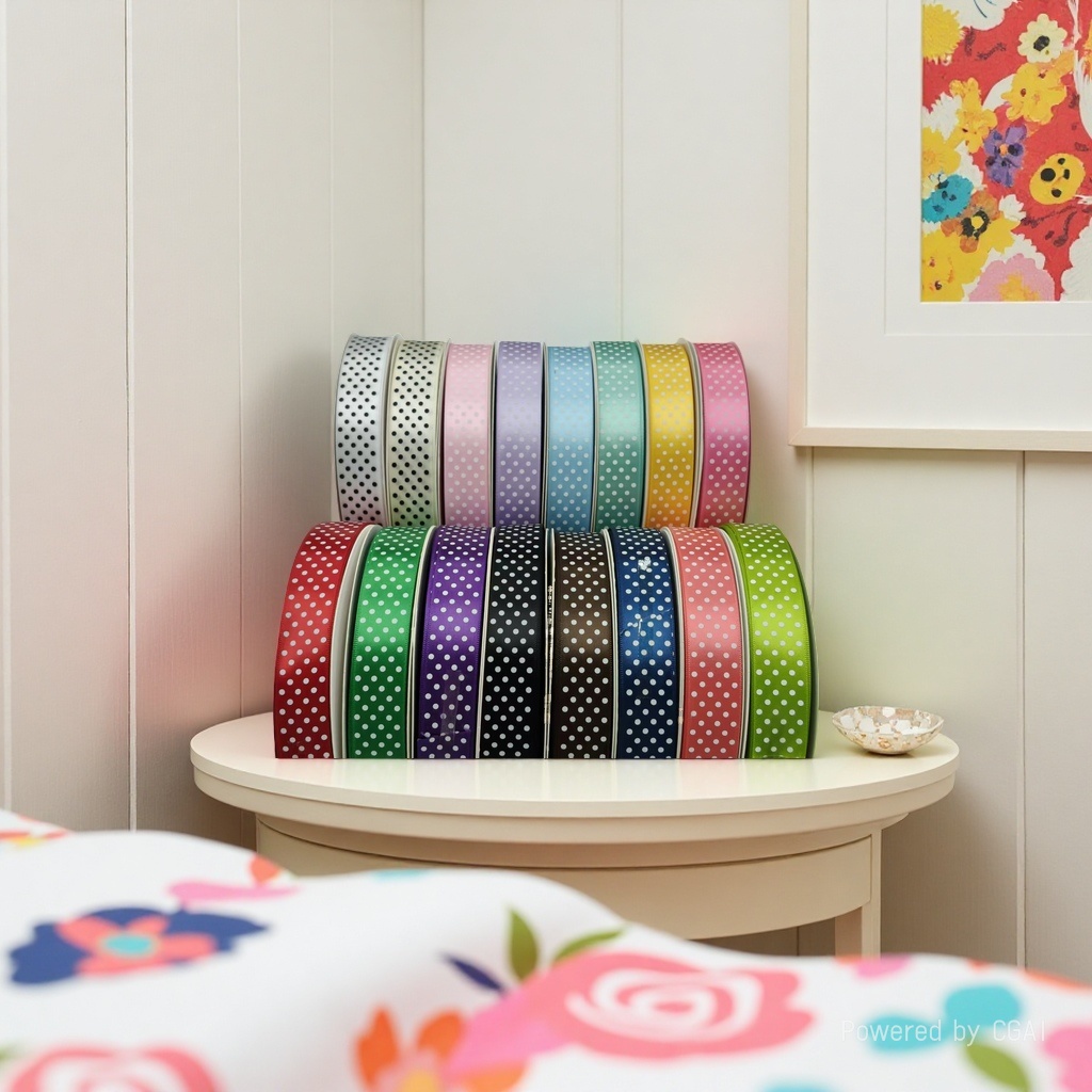 诚信制带掌柜力荐8分单面涤纶印小点多色织带100码