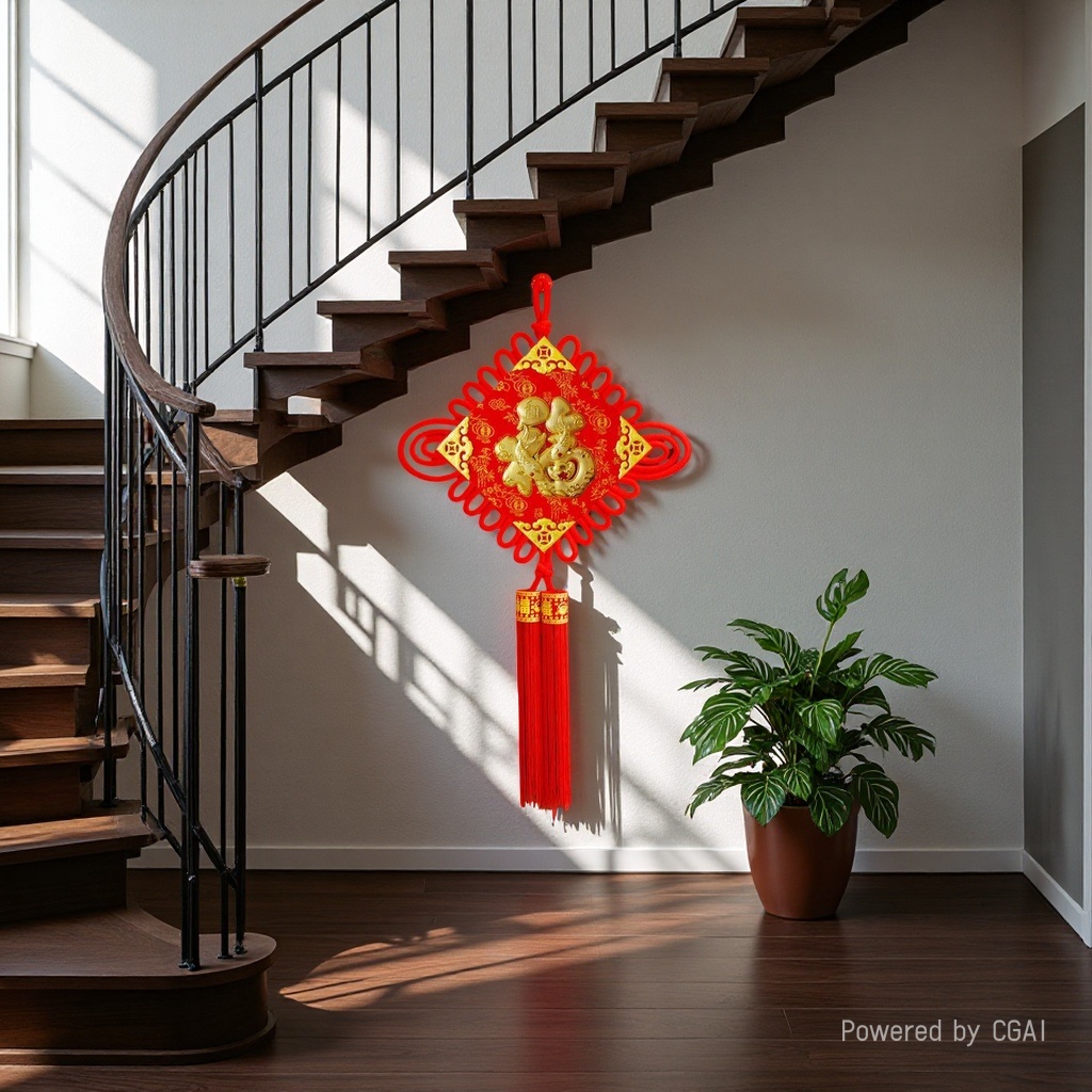 Yellow Chinese knot New Year decorations, festive items, and Chinese-style Spring Festival couplets for brides Specification image