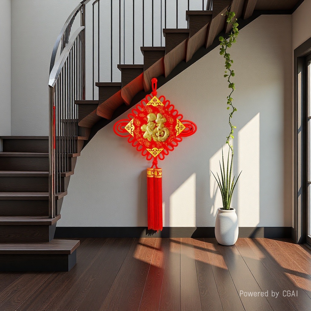 Yellow Chinese knot New Year decorations, festive items, and Chinese-style Spring Festival couplets for brides details Picture