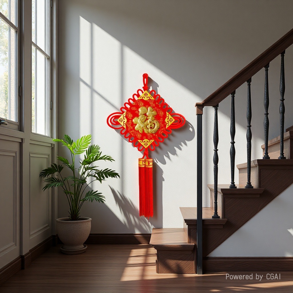 Yellow Chinese knot New Year decorations, festive items, and Chinese-style Spring Festival couplets for brides Application Scenario