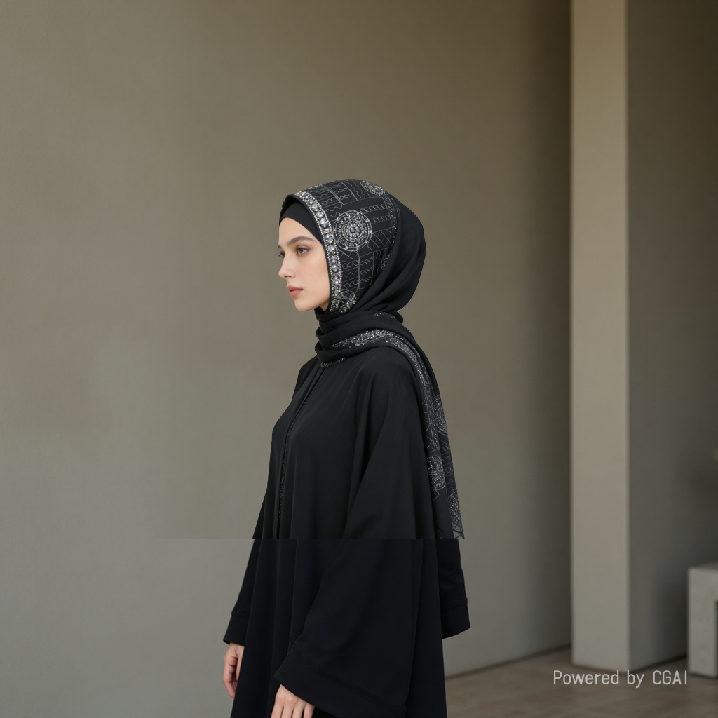 Black diamond-encrusted headscarf, fishing thread bead chain, Hello Kitty Muslim accessory Application Scenario