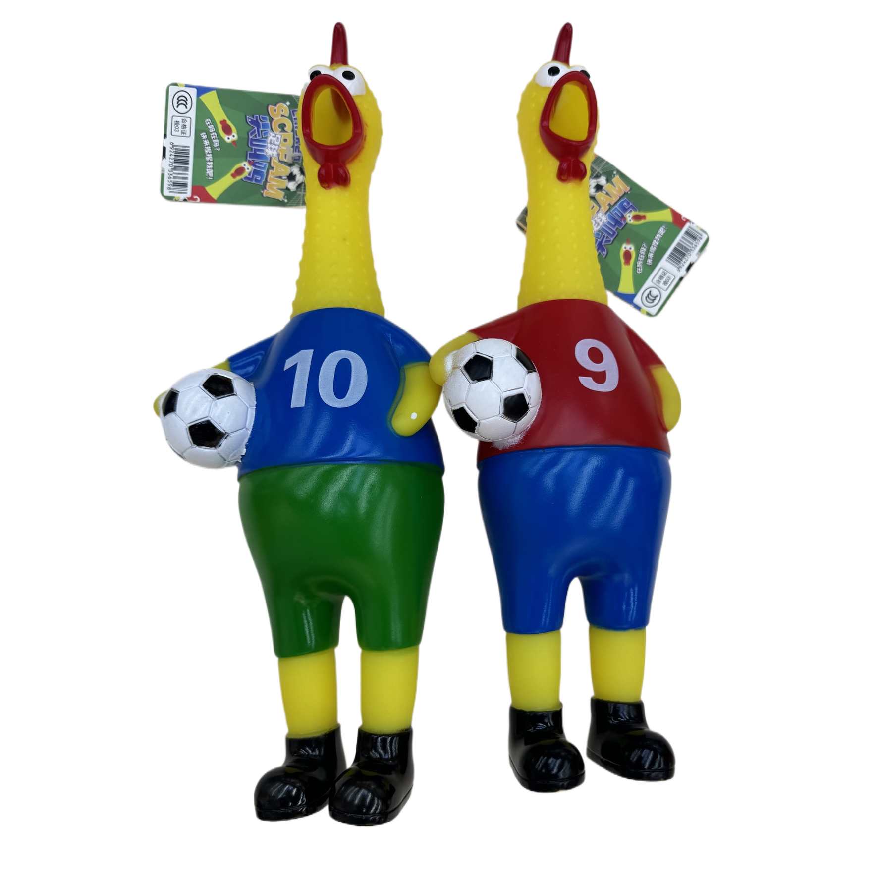 卡通足球尖叫鸡足球运动员玩具悬浮球儿童扔投户外匹克球模具闪光玩具